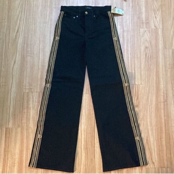NWT Polo Ralph Lauren Gold & Black Wide Leg Black Jeans 26W - Picture 10 of 14